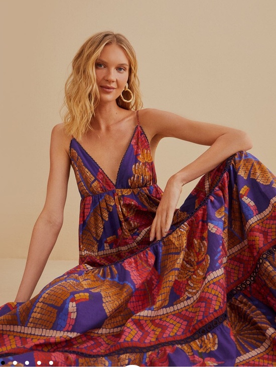 FARM Rio Dresses & Skirts - FARM RIO Blue Forest Mosaic Sleeveless Maxi Dress Small